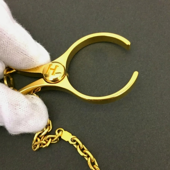 HERMES GOLDTONE GLOVES HOLDER/P1189 - Picture 6 of 11